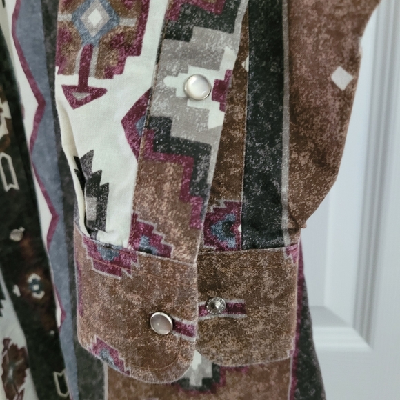 Men 16 -34 Panhandle Slim Brown Aztec Western Snap Longsleeves Button Up shirt - Picture 4 of 9
